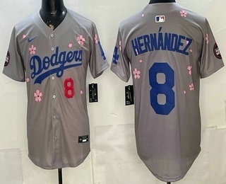 Men's Los Angeles Dodgers #8 Enrique Hernandez Grey 2025 Tokyo Series Limited Jersey