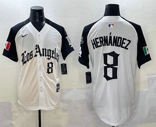 Men's Los Angeles Dodgers #8 Enrique Hernandez White Black Mexico 2025 LA Limited Stitched Jersey