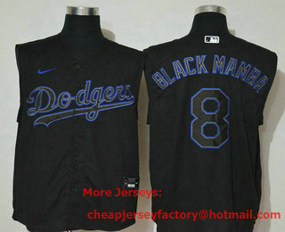Men's Los Angeles Dodgers #8 Kobe Bryant Black Mamba Lights Out Black Fashion 2020 Cool and Refreshing Sleeveless Fan Stitched MLB Nike Jersey