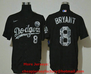 Men's Los Angeles Dodgers #8 Kobe Bryant Black Silver Mamba Stitched MLB Cool Base Nike Jersey