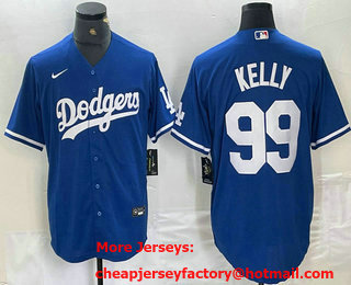 Men's Los Angeles Dodgers #99 Joe Kelly Blue Stitched Cool Base Nike Jersey 01