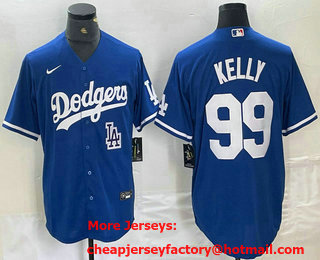 Men's Los Angeles Dodgers #99 Joe Kelly Blue Stitched Cool Base Nike Jersey 02