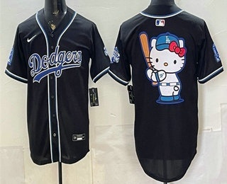 Men's Los Angeles Dodgers Big Logo Hello Kitty Black Fashion Champions Cool Base Jersey