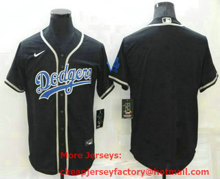 Men's Los Angeles Dodgers Blank Black Blue Name Stitched MLB Cool Base Nike Jersey