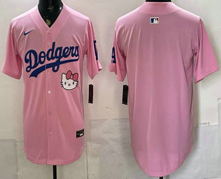 Men's Los Angeles Dodgers Blank Pink Hello Kitty 2025 World Series Champions Limited Jersey