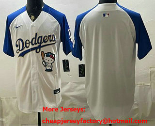 Men's Los Angeles Dodgers Blank White Royal Gold Hello Kitty Vapor Limited Stitched Baseball Jersey