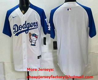 Men's Los Angeles Dodgers Blank White Royal Hello Kitty Vapor Limited Stitched Jersey