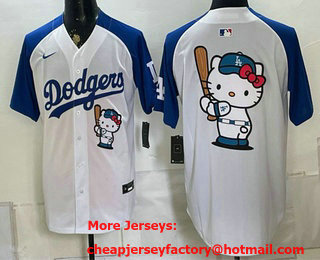 Men's Los Angeles Dodgers Hello Kitty White Royal Vapor Limited Stitched Jersey
