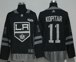 Men's Los Angeles Kings #11 Anze Kopitar Black 100th Anniversary Stitched NHL 2017 Hockey Jersey