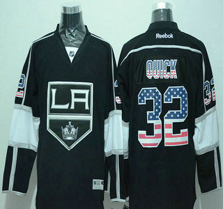 Men's Los Angeles Kings #32 Jonathan Quick Black USA Flag Hockey Jersey