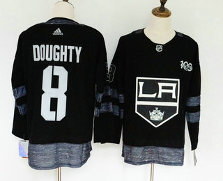 Men's Los Angeles Kings #8 Drew Doughty Black 100th Anniversary Stitched NHL 2017 Hockey Jersey