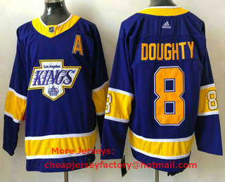 Men's Los Angeles Kings #8 Drew Doughty Purple 2021 Reverse Retro Stitched NHL Jersey