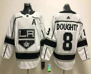 Men's Los Angeles Kings #8 Drew Doughty White With A Patch 2017-2018 Hockey Stitched NHL Jersey