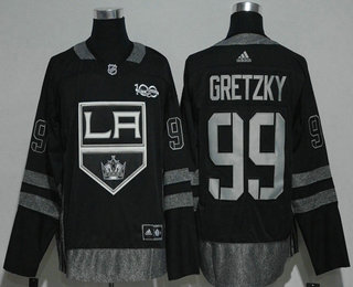 Men's Los Angeles Kings #99 Wayne Gretzky Black 100th Anniversary Stitched NHL 2017 Hockey Jersey