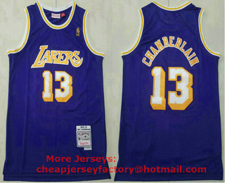Men's Los Angeles Lakers #13 Wilt Chamberlain Purple 1971-72 Hardwood Classics Soul Swingman Throwback Jersey