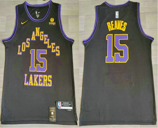 Men's Los Angeles Lakers #15 Austin Reaves Black 2023 City Icon Sponsor Swingman Jersey