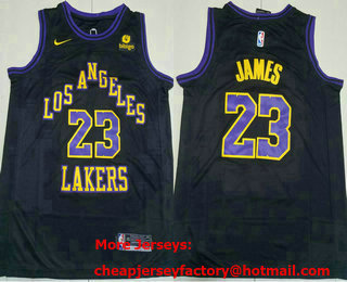 Men's Los Angeles Lakers #23 LeBron James Black 2023 City Icon Sponsor Swingman Jersey