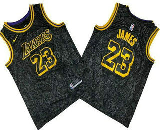 Men's Los Angeles Lakers #23 LeBron James Black City Icon Swingman Jersey