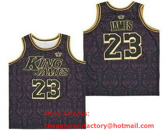 Men's Los Angeles Lakers #23 LeBron James Black King James Jersey