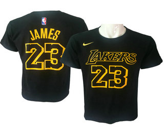 Men's Los Angeles Lakers #23 LeBron James Black T Shirt