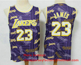 Men's Los Angeles Lakers #23 LeBron James Purple Tear Up Pack Mitchell & Ness Swingman Jeresy