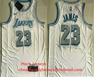 Men's Los Angeles Lakers #23 LeBron James White NEW 2021 Nike AU City Edition Stitched Jersey