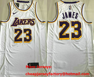 Men's Los Angeles Lakers #23 LeBron James White NEW 2021 Nike AU Stitched Jersey