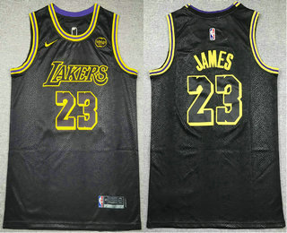 Men's Los Angeles Lakers #23 Lebron James Black City Icon Sponsor Swingman Stitched Jersey