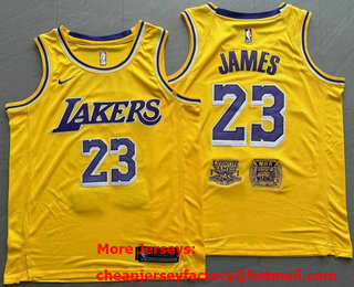 Men's Los Angeles Lakers #23 Lebron James Yellow AU Fashion Stitched Jersey