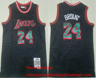 Men's Los Angeles Lakers #24 Kobe Bryant Black 2007-08 Hardwood Classics Soul Swingman Throwback Jersey