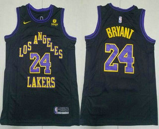 Men's Los Angeles Lakers #24 Kobe Bryant Black 2023 City Icon Sponsor Swingman Jersey