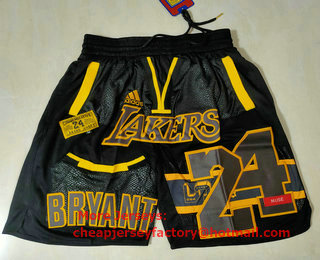 Men's Los Angeles Lakers #24 Kobe Bryant Black Golden Retired Commemorative Soul Swingman Shorts