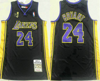 Men's Los Angeles Lakers #24 Kobe Bryant Black 2009 Champions Swingman Jersey