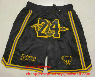 Men's Los Angeles Lakers #24 Kobe Bryant Black Mamba Just Don Swingman Throwback Shorts