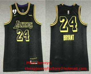 Men's Los Angeles Lakers #24 Kobe Bryant Black NEW 2021 Nike City Edition Wish and Heart Stitched Jersey