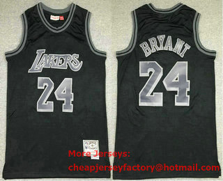 Men's Los Angeles Lakers #24 Kobe Bryant Black With Silver Hardwood Classics Soul Swingman Throwback Jersey