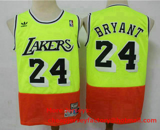 Men's Los Angeles Lakers #24 Kobe Bryant Green Red Split Hardwood Classics Jersey