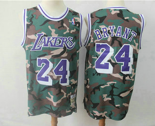 Men's Los Angeles Lakers #24 Kobe Bryant NEW 2018-19 Woodland Camo Hardwood Classics Soul Swingman Throwback Jersey