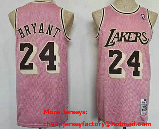 Men's Los Angeles Lakers #24 Kobe Bryant Pink Throwback Swingman Jersey