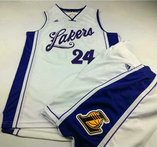 Men's Los Angeles Lakers #24 Kobe Bryant Revolution 30 Swingman 2015 Christmas Day White Jersey Short Suits