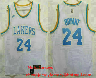 Men's Los Angeles Lakers #24 Kobe Bryant White 2022 Nike Swingman Throwback Stitched Jersey