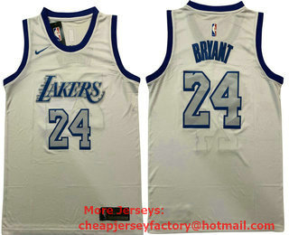 Men's Los Angeles Lakers #24 Kobe Bryant White NEW 2021 Nike City Edition Stitched Jersey 01
