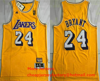 Men's Los Angeles Lakers #24 Kobe Bryant Yellow 1971-72 Hardwood Classics Soul AU Throwback Jersey