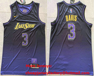 Men's Los Angeles Lakers #3 Anthony Davis Purple 2024 City Edition Swingman Stitched Jersey