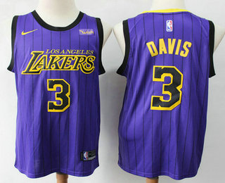 Men's Los Angeles Lakers #3 Anthony Davis Purple City Edition Nike Swingman Jersey