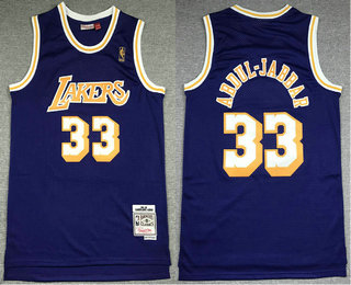 Men's Los Angeles Lakers #33 Kareem Abdul-Jabbar Purple Hardwood Classics Soul Swingman Throwback Jersey