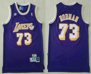 Men's Los Angeles Lakers #73 Dennis Rodman Purple Swingman Stitched NBA Throwback Jersey