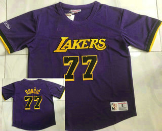 Men's Los Angeles Lakers #77 Luka Doncic Purple Short Sleeved AU Throwback Jersey