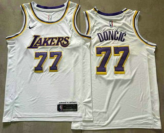 Men's Los Angeles Lakers #77 Luka Doncic White 2025 AU Stitched Jersey