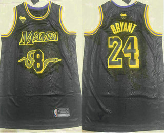 Men's Los Angeles Lakers #8 24 Kobe Bryant Black Mamba Swingman Jersey